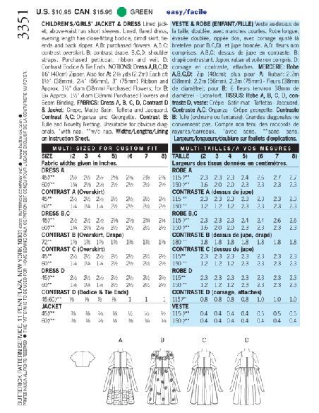 Patron Butterick 3351/2 - Robe & veste