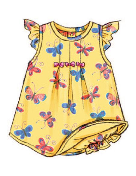 Patron Butterick 3405/NB - Robe, haut, barboteuse, culotte & bande de tête