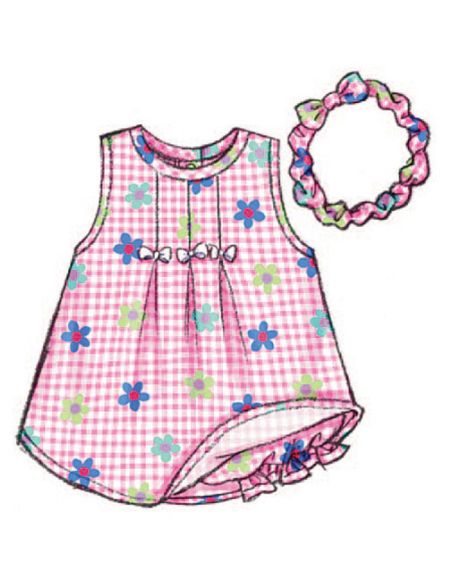 Patron Butterick 3405/NB - Robe, haut, barboteuse, culotte & bande de tête