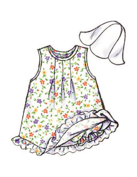 Patron Butterick 3405/NB - Robe, haut, barboteuse, culotte & bande de tête