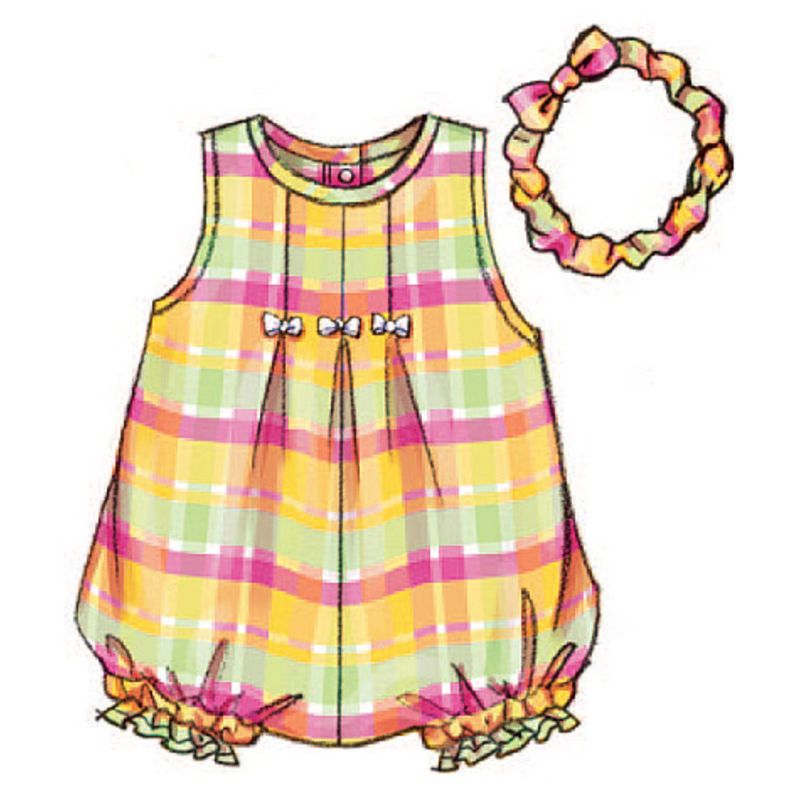 Patron Butterick 3405/NB - Robe, haut, barboteuse, culotte & bande de tête