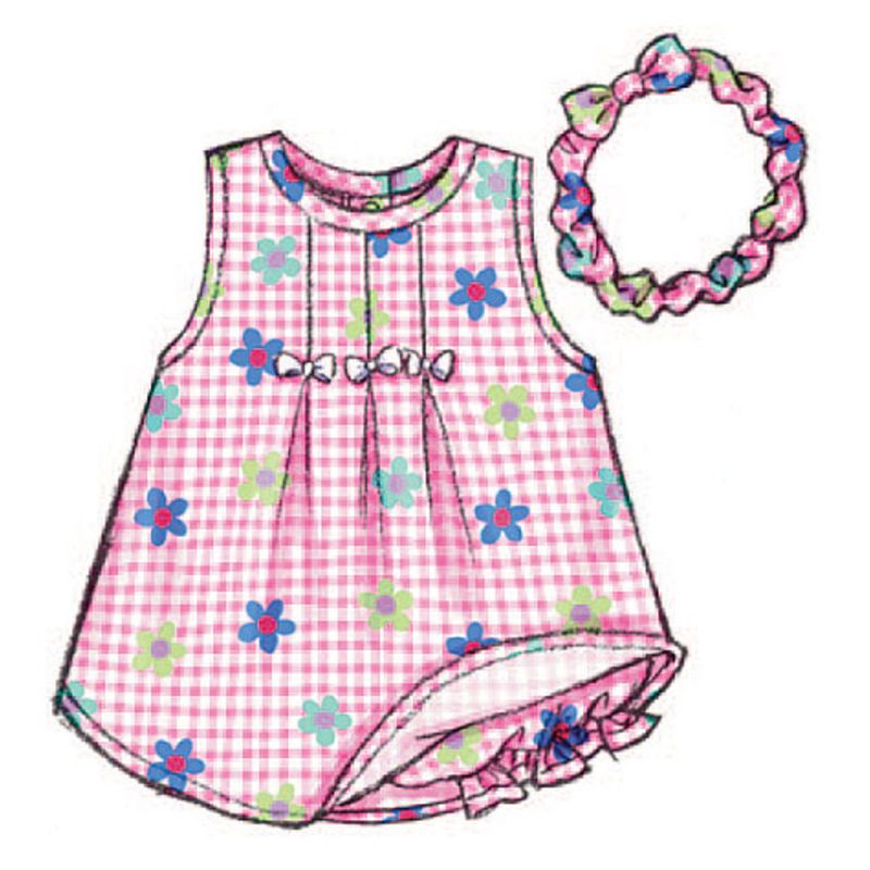 Patron Butterick 3405/NB - Robe, haut, barboteuse, culotte & bande de tête