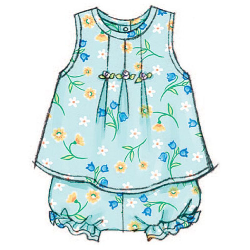 Patron Butterick 3405/NB - Robe, haut, barboteuse, culotte & bande de tête