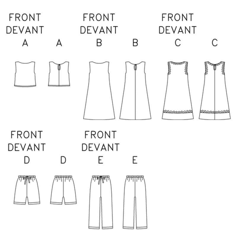 Patron Butterick 3860/7 - Haut, robe, short et pantalon