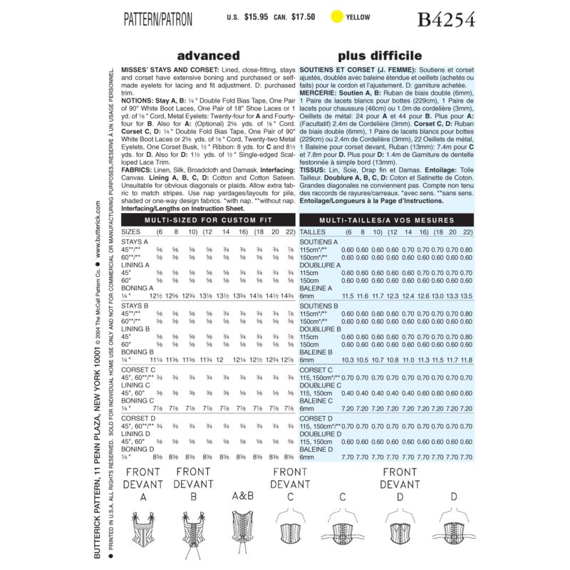 Patron Butterick 4254/6 - Ensemble polyvalent
