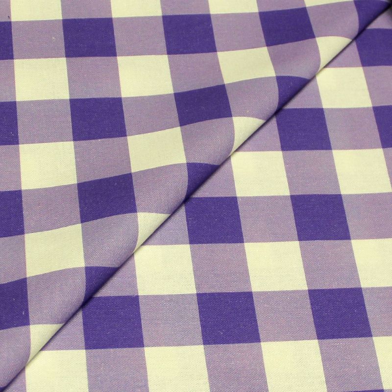 Toile 100% coton - Vichy violet & blanc