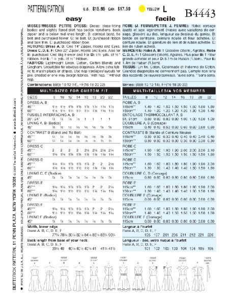 Patron Butterick 4443/BB - Robe