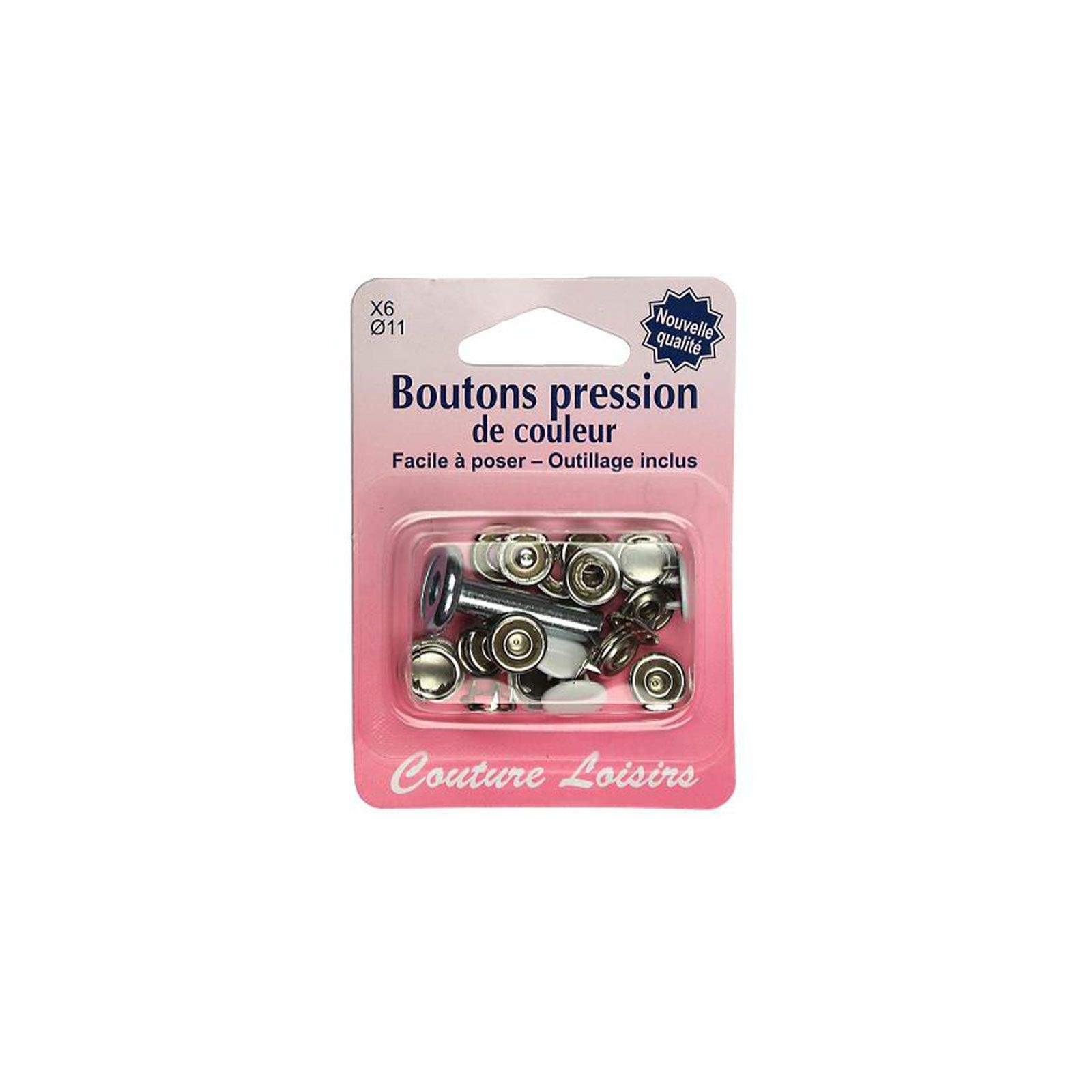 Boutons pressions et outillage blanc ( 11mm)