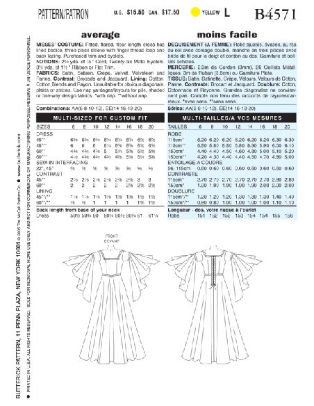 Patron Butterick 4571/AA - Déguisement