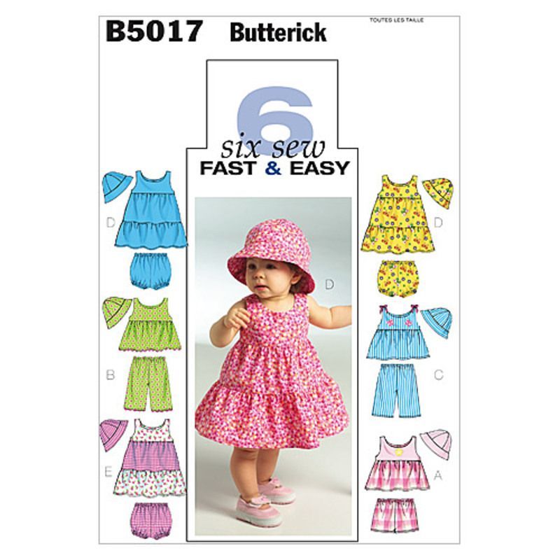Patron Butterick 5017/OSZ - Haut, robe, culotte, short, pantalon et chapeau