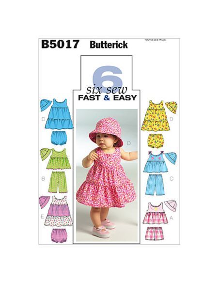 Patron Butterick 5017/OSZ - Haut, robe, culotte, short, pantalon et chapeau