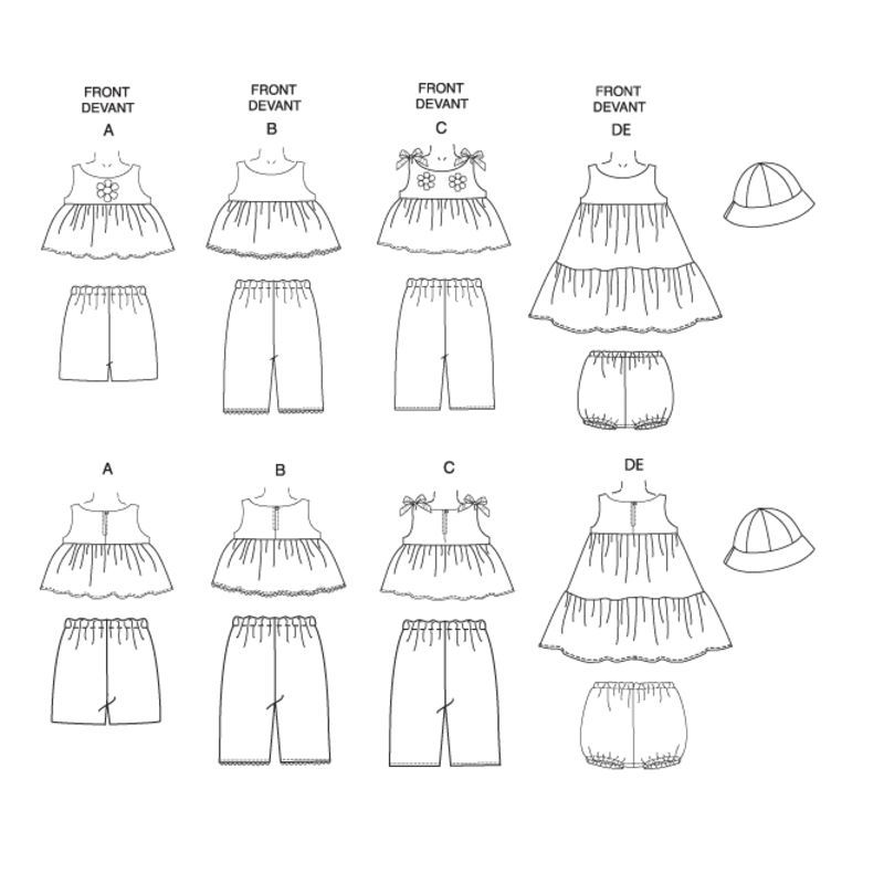 Patron Butterick 5017/OSZ - Haut, robe, culotte, short, pantalon et chapeau