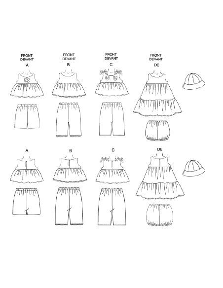 Patron Butterick 5017/OSZ - Haut, robe, culotte, short, pantalon et chapeau