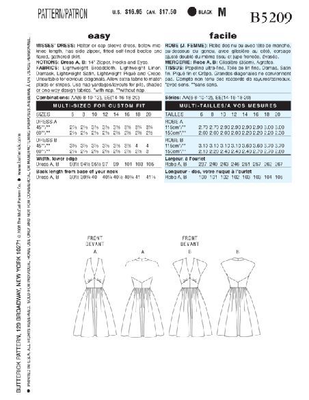 Patron Butterick 520/AA - Robe