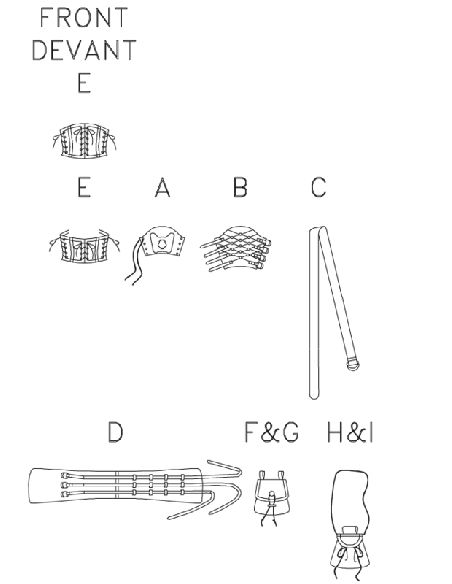 Patron Butterick 5371/XM - Bande de poignet, corset, ceinture et petits sacs
