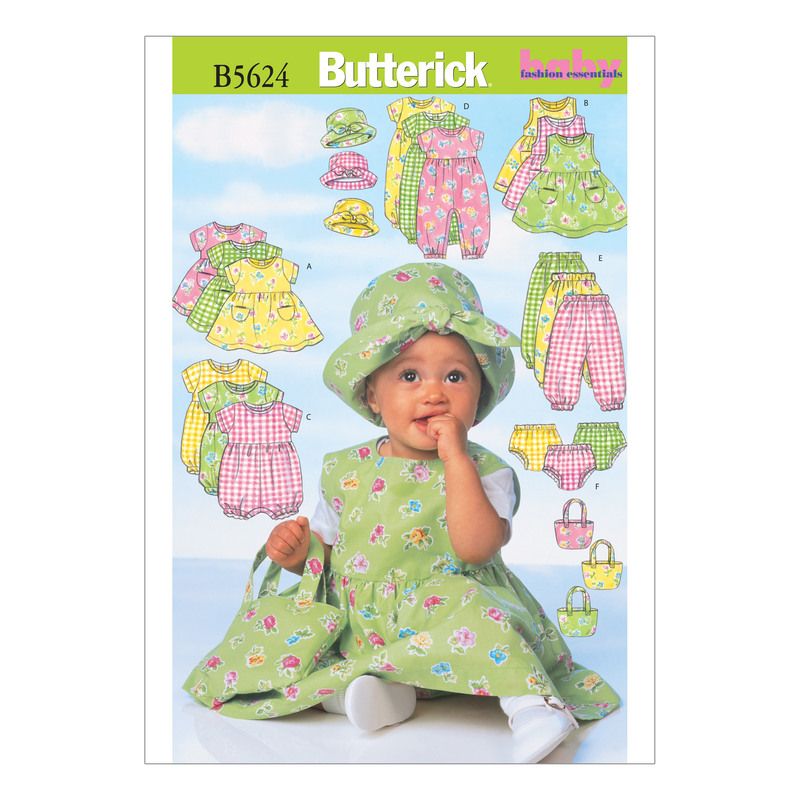 Patron Butterick 5624/NB - Robe, chasuble, barboteuse, combinaison, culotte, pantalon et sac