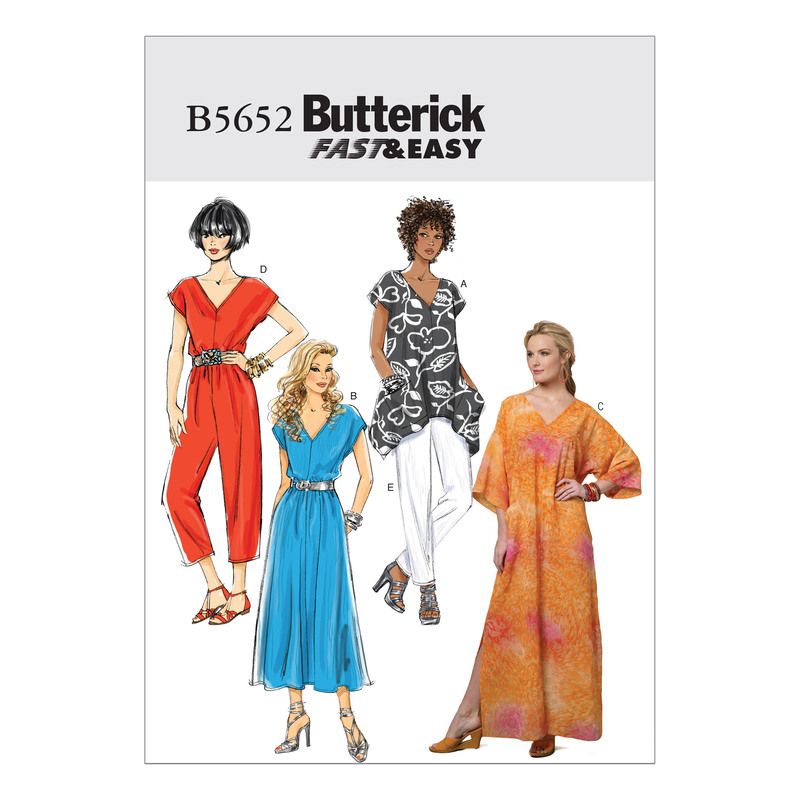 Patron Butterick 5652/Y - Robe, caftan, combinaison et pantalon