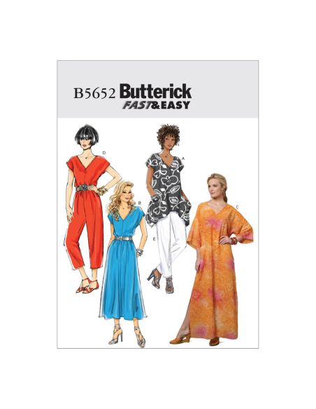 Patron Butterick 5652/Y - Robe, caftan, combinaison et pantalon