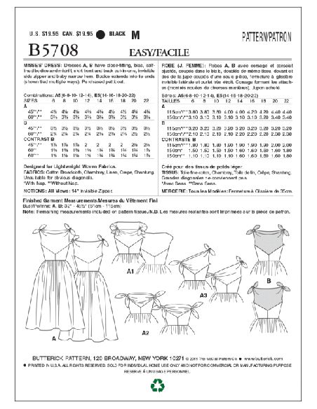 Patron Butterick 5708/A5 - Robe