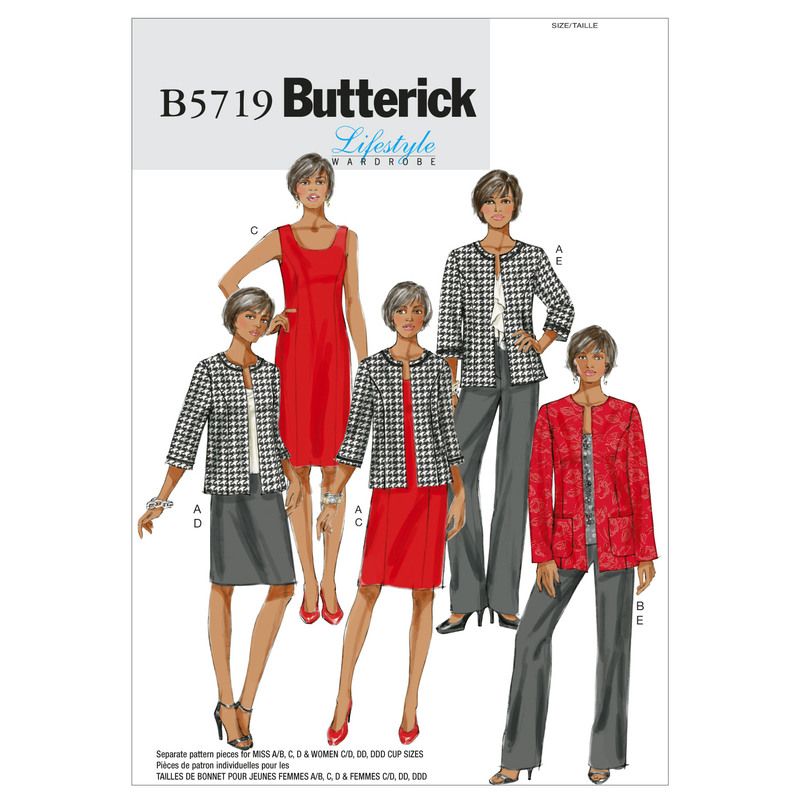 Patron Butterick 5719/B5 - Veste, robe, jupe et pantalon