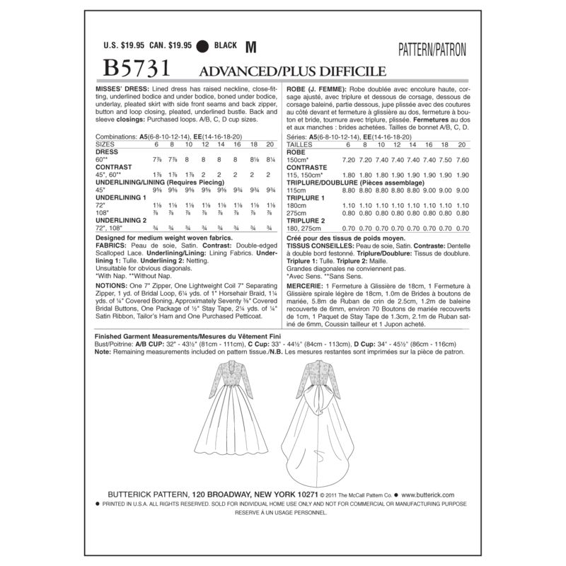 Patron Butterick 5731/A5 - Robe