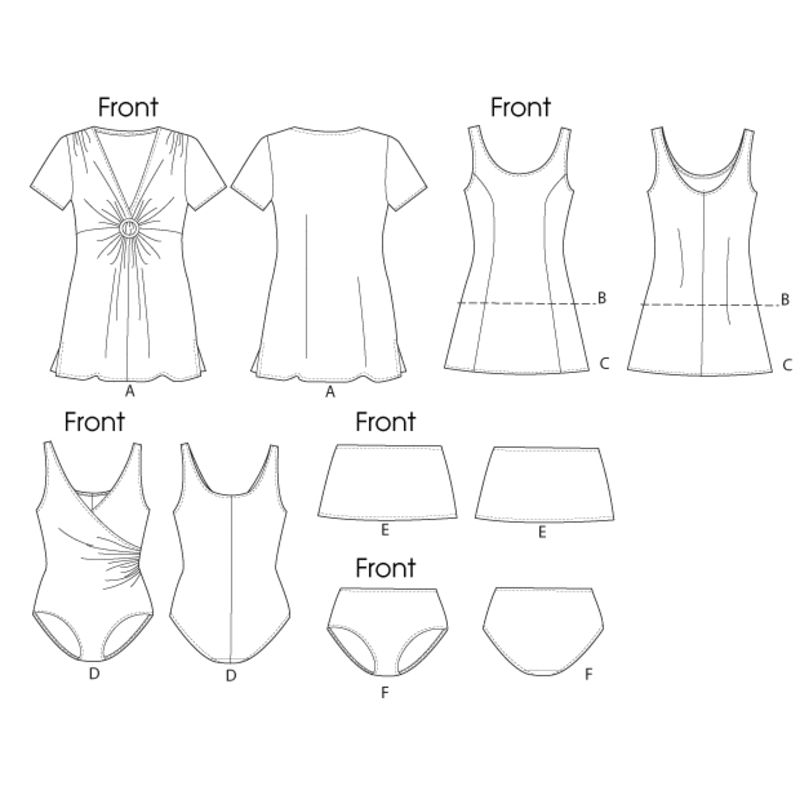 Patron Butterick 5795/RR - Paréo, haut, robe, maillot de bain jupe et dossiers