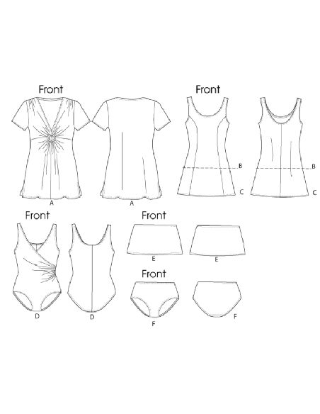 Patron Butterick 5795/RR - Paréo, haut, robe, maillot de bain jupe et dossiers