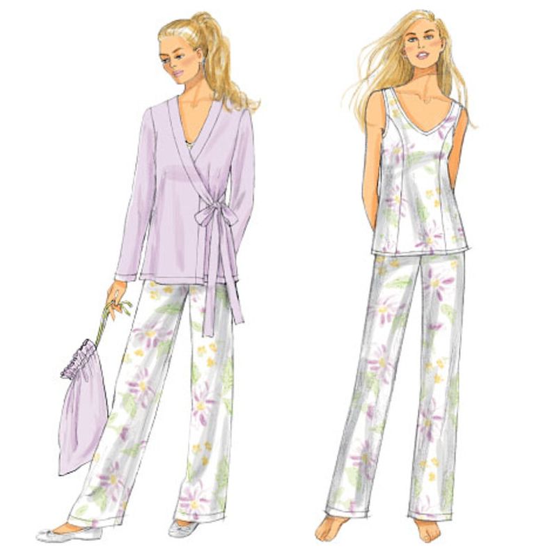 Patron Butterick 5963/A5 - Robe de chambre, haut, chemise de nuit, pantalon et sac à main