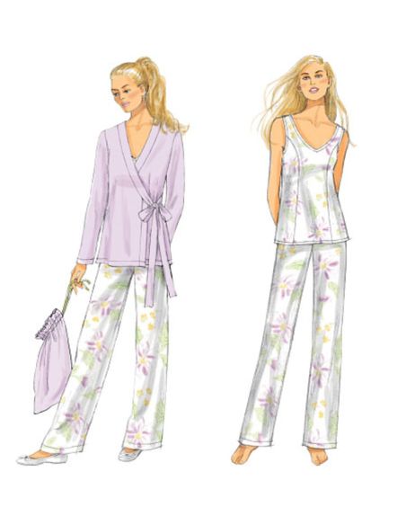 Patron Butterick 5963/A5 - Robe de chambre, haut, chemise de nuit, pantalon et sac à main