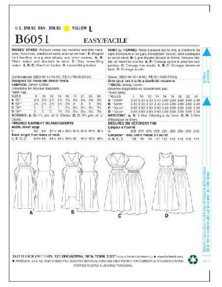 Patron Butterick 6051/B5 - Robe