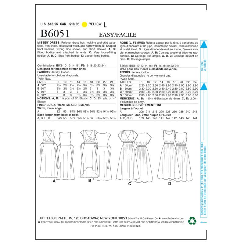 Patron Butterick 6051/B5 - Robe