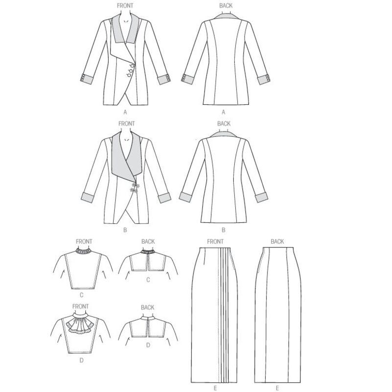 Patron Butterick 6108/A5 - Veste, bavette et jupe