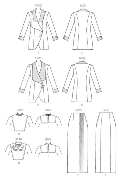 Patron Butterick 6108/A5 - Veste, bavette et jupe