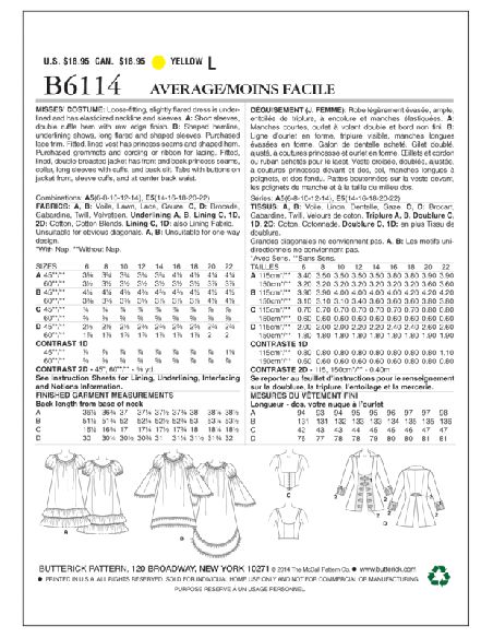 Patron Butterick 6114/A5 - Déguisement