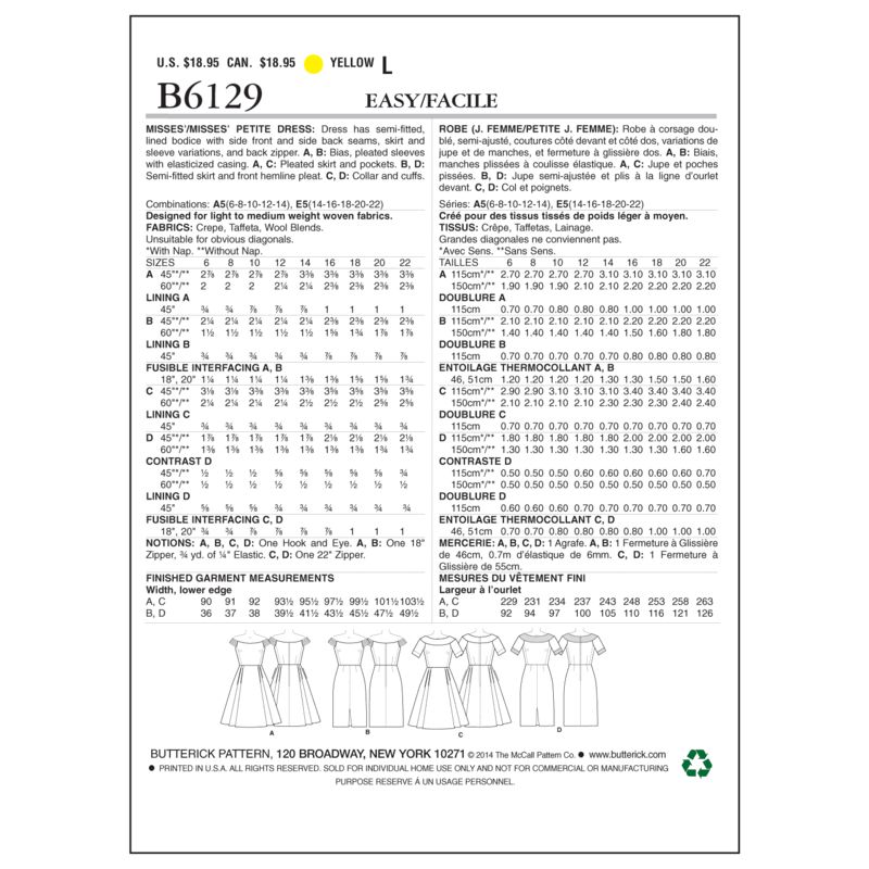 Patron Butterick 6129/A5 - Robe