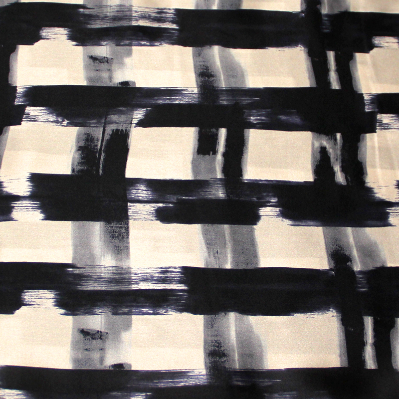 Satin 100% soie - Carreaux nuit fond beige