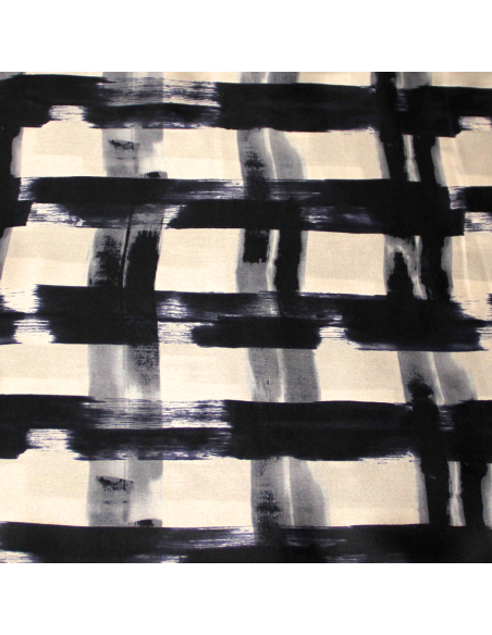 Satin 100% soie - Carreaux nuit fond beige