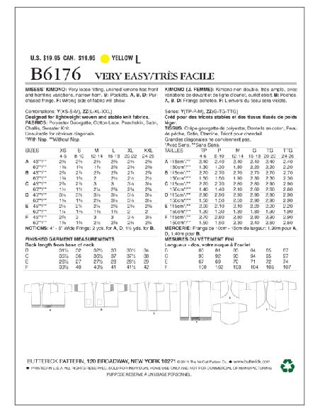 Patron Butterick 6176/Y - Kimono