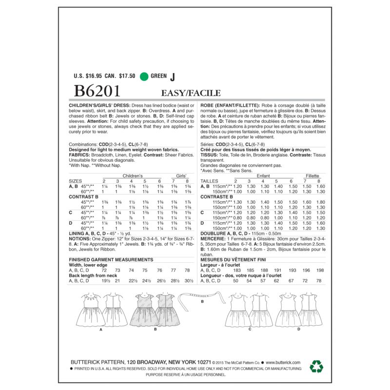 Patron Butterick 6201/CDD - Robe