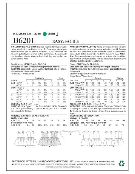 Patron Butterick 6201/CDD - Robe