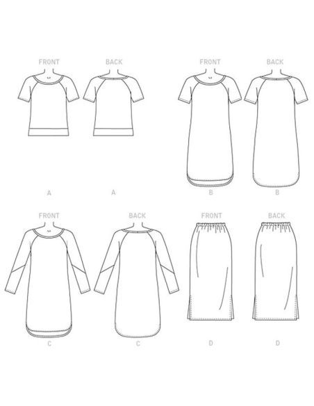 Patron Butterick 6207/Y - Haut, robe et jupe