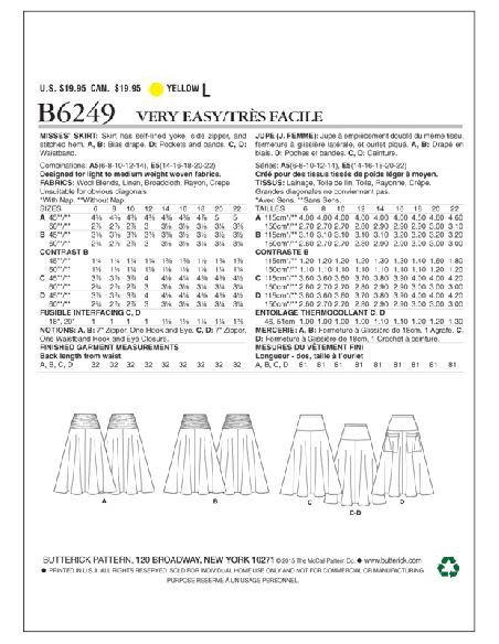 Patron Butterick 6249/A5 - Jupe