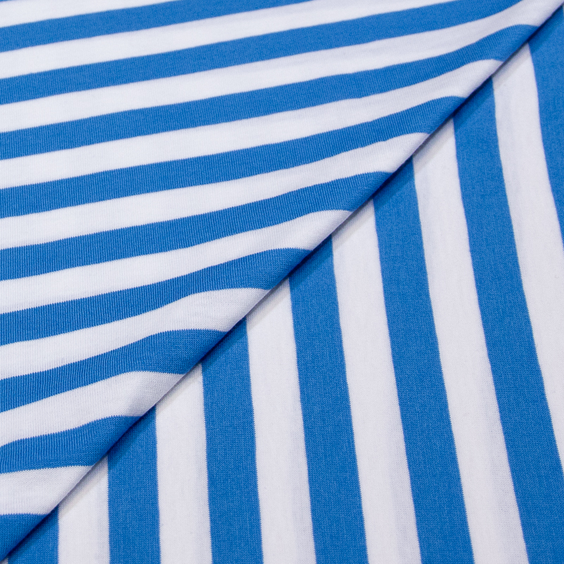 Jersey tubulaire 100% coton - rayures bleu et blanc