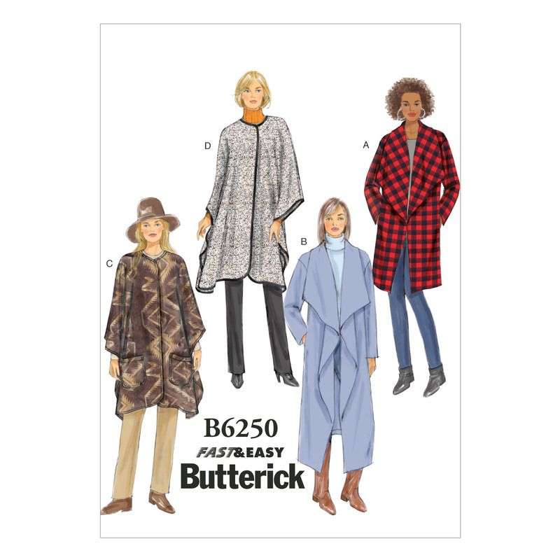 Patron Butterick 6250/Y - Veste, manteau et vêtement enveloppant