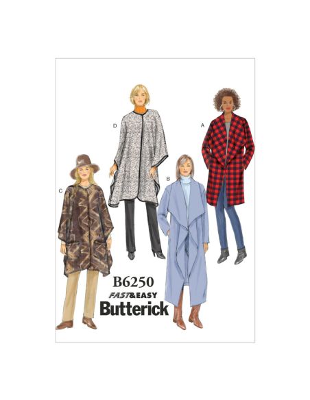 Patron Butterick 6250/Y - Veste, manteau et vêtement enveloppant