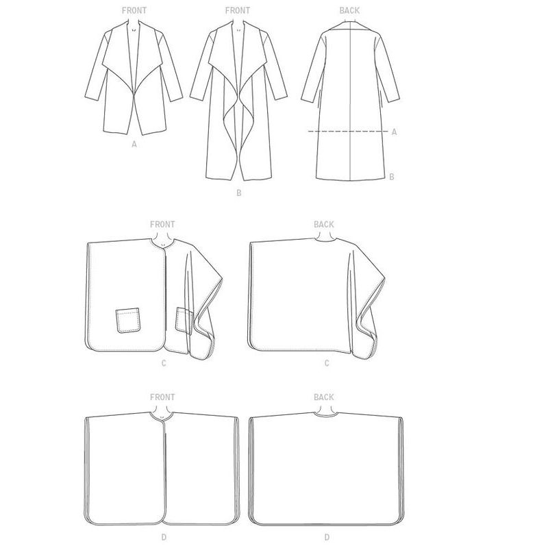 Patron Butterick 6250/Y - Veste, manteau et vêtement enveloppant
