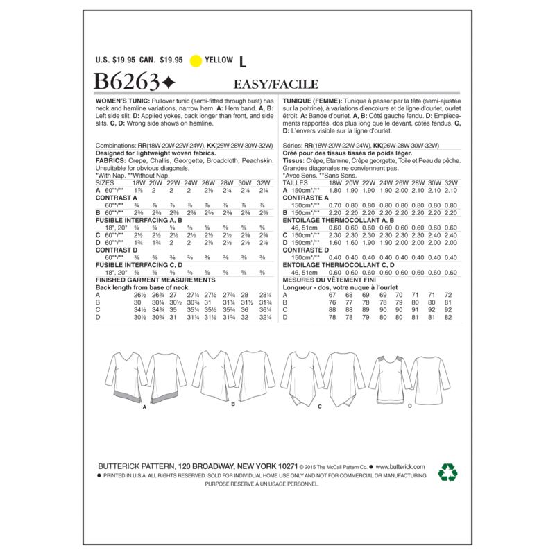 Patron Butterick 6263/RR - Tunique