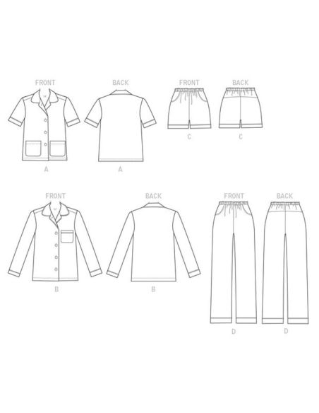 Patron Butterick 6296/A5 - Haut, short et pantalon