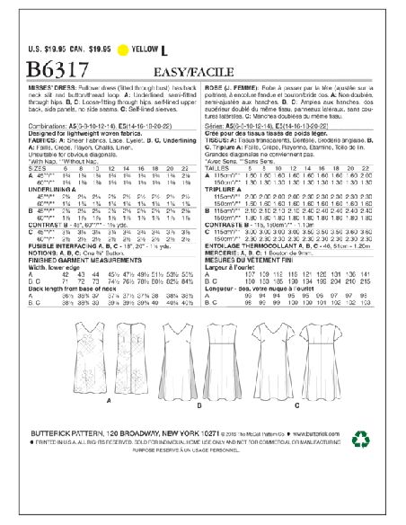 Patron Butterick 6317/A5 - Robe