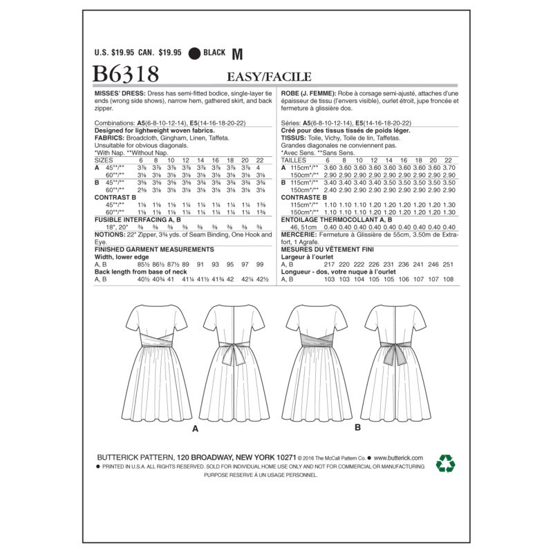 Patron Butterick 6318/A5 - Robe